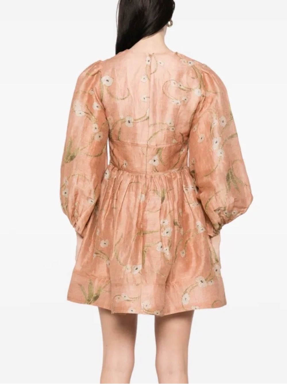 Zimmermann Peach Floral Tie-Front Mini Dress 0 - Picture 3 of 10